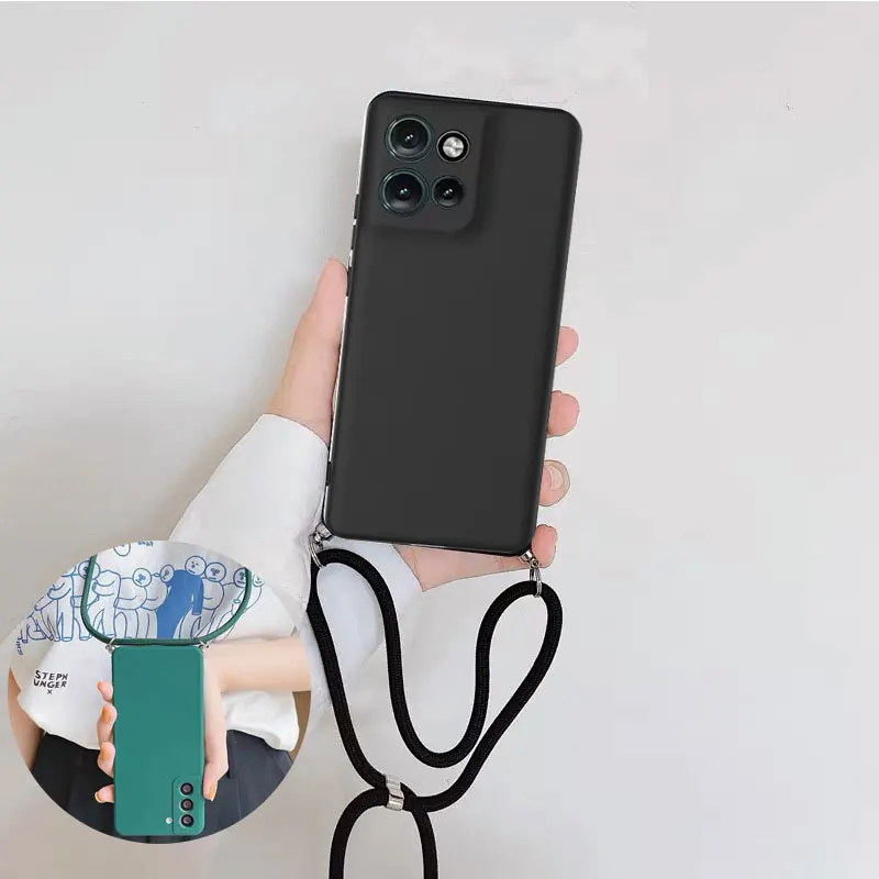 Stylish Crossbody Necklace Lanyard Case with Camera Protection and Soft Silicone TPU Cover
