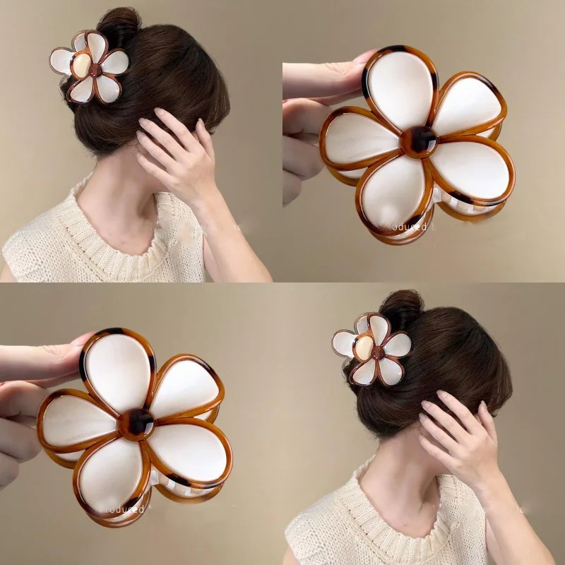 Women Flower Ponytail Hairpin Hair Claw Girls Party Ponytail Temperament Hair Accessories Hair Crab Headwear Korean Hairpin