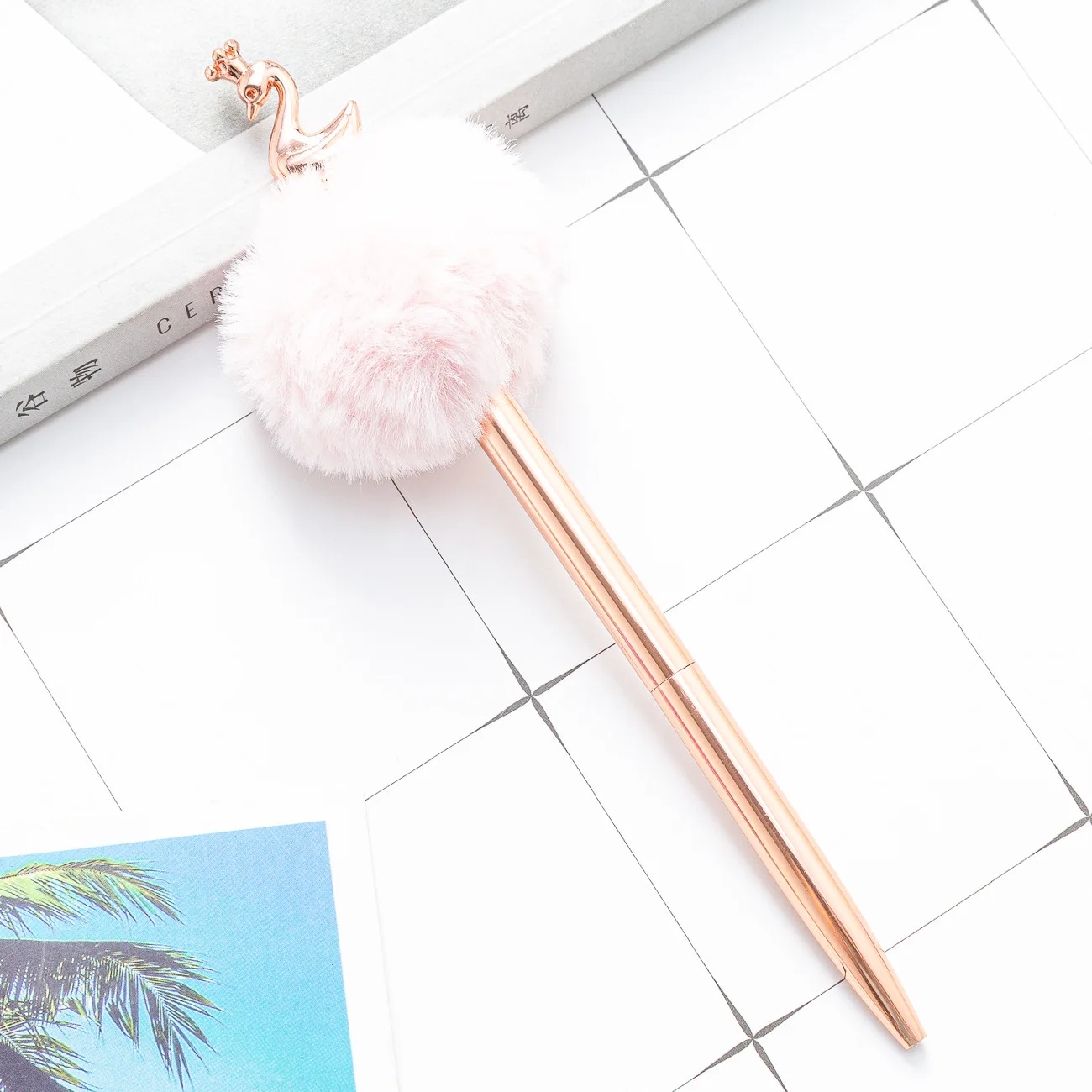Ballpoint Pen Crystal Shiny Metal Crown Hair Ball School Stationery