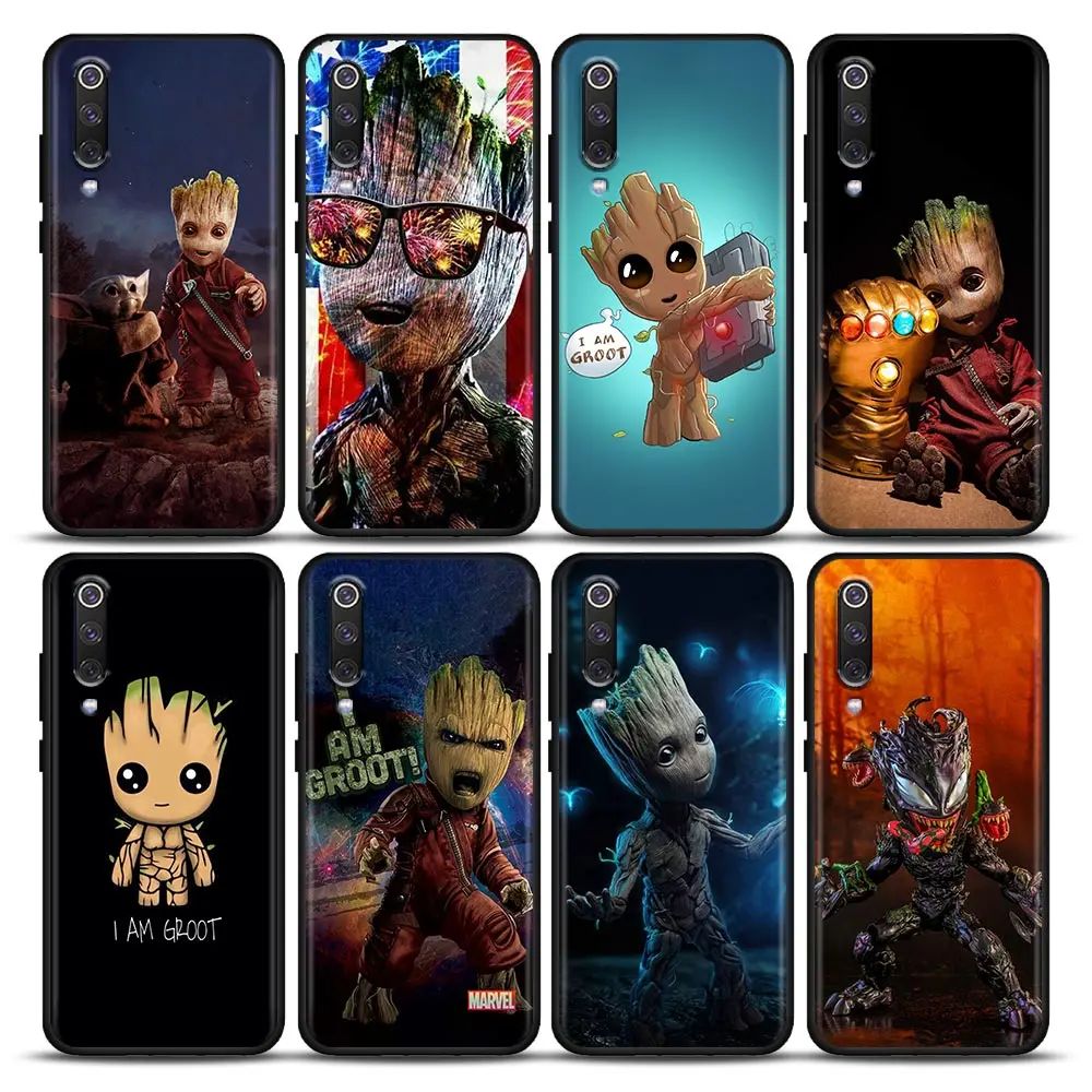 Coque Arrière Marvel Baby Groot Pour Xiaomi, Étui Souple, Noir, Mi 9T Pro 10 10T 10S Cc9 9 Pro 8 Lite Mi Note 10 Lite 9 9T