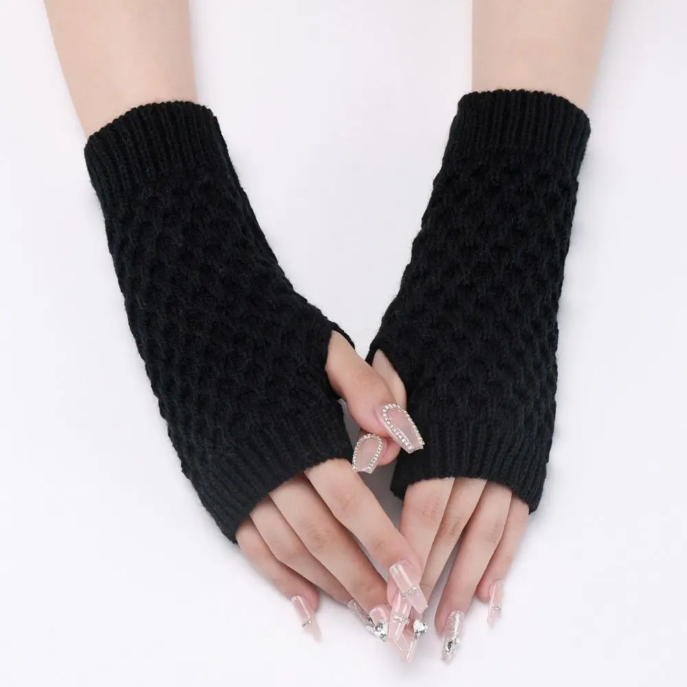 

Warmers Knitted Gloves Harajuku White Black Fingerless Wrist Sleeves Punk Anime Gloves Outdoor