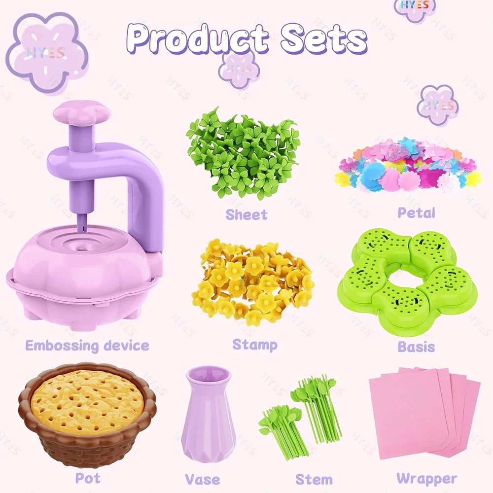 Kids DIY Flower Bouquet Kit Educational Crafts Set DIY Flower Arrangement Children's Toy Make Own Gift for Birthday Holiday