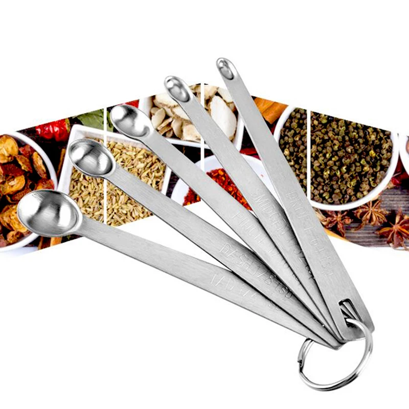 5pcs/Set Mini Stainless Steel Measuring Spoons Baking Kitchen Seasoning Multiple Size