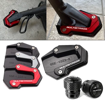 Accessori Moto per Ducati Multistrada 950 1100 1200 GT 1260S V4S V4 V2 V2S: Piastra di Allargamento Cavalletto Laterale e Tappi Valvola Pneumatici
