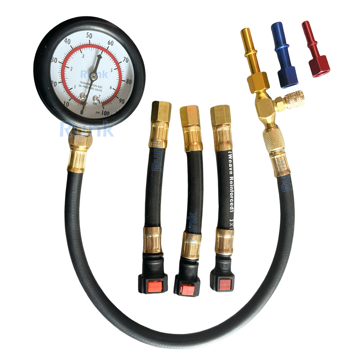 Fuel Pressure Tester Kit 0-100PSI 3-Size Adapters Fuel Pump Pressure Tester Multiple Connection Methods for Car Truck Motorcycle 4