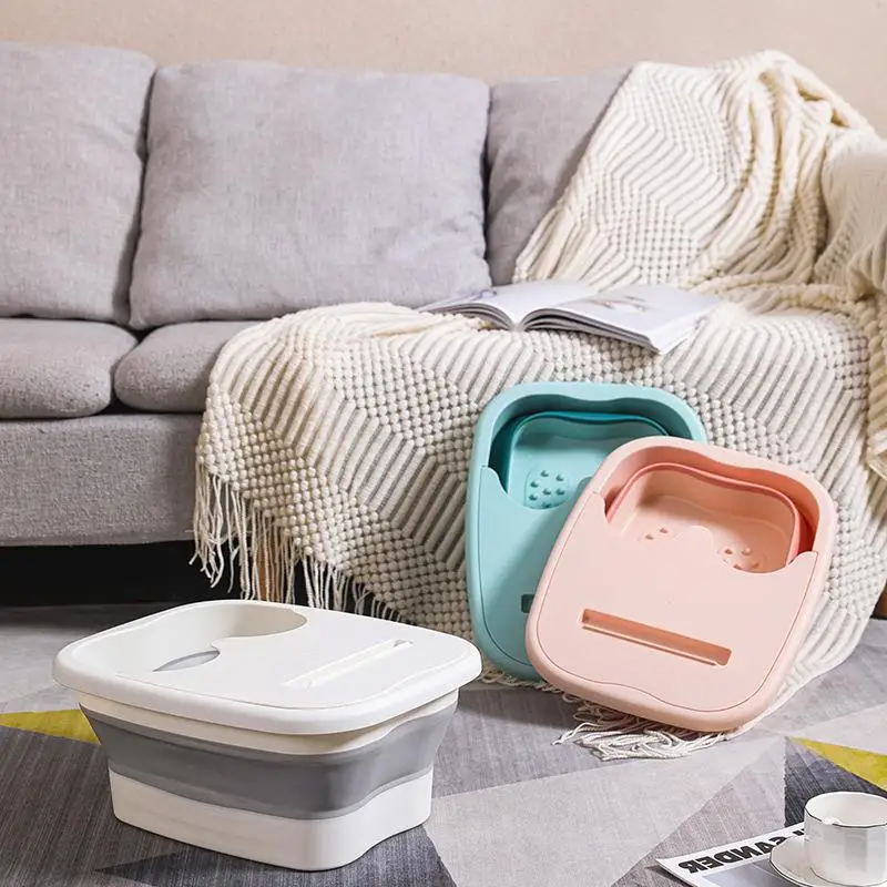 Folding foot soaking bucket household footbath dormitory students massage health plastic footbath portable thickened foldable foot bath
