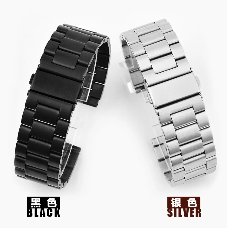Black and White Steel Watch Band Accessory - Premium Strap in Multiple Sizes