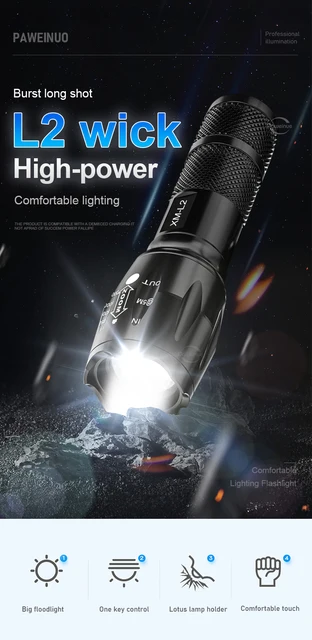 超高輝度 XM-L2 LED 懐中電灯 18650 充電式トーチ最も強力な