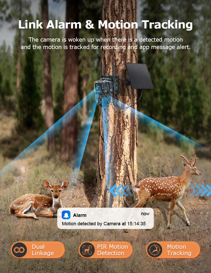 12MP 4G LTE Solar Camera 15X Zoom Wireless Outdoor Security Trail Cameras Dual P