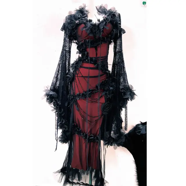 Robe Harajuku robe kawaii robe gothique robe en dentelle robe esthétique robe y2k robe lolita robe vintage vêtements gothiques vêtements y2k 1
