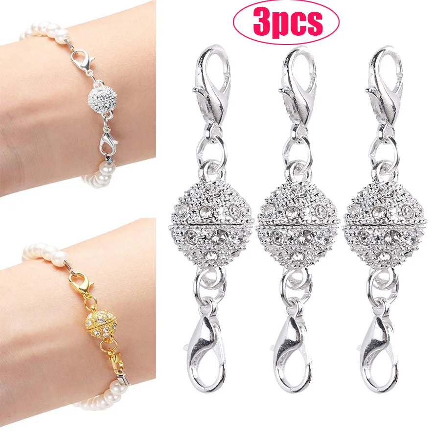 5Sets Crystal Rhinestone Flower Box Clasp for Bracelets Necklace DIY Clasps 