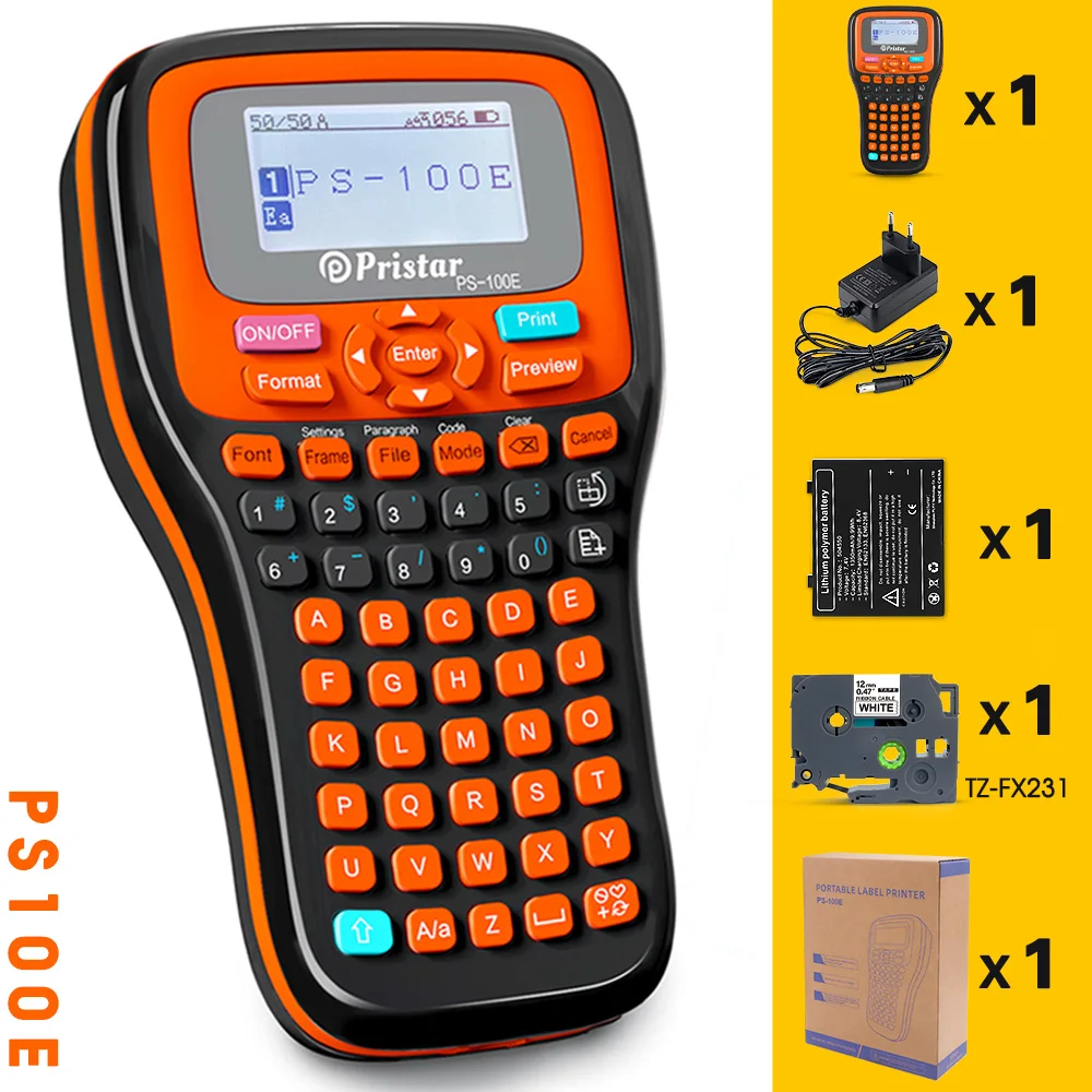 Portable Manual Label Maker PS100E Label Printer Auto Cutting Labeller