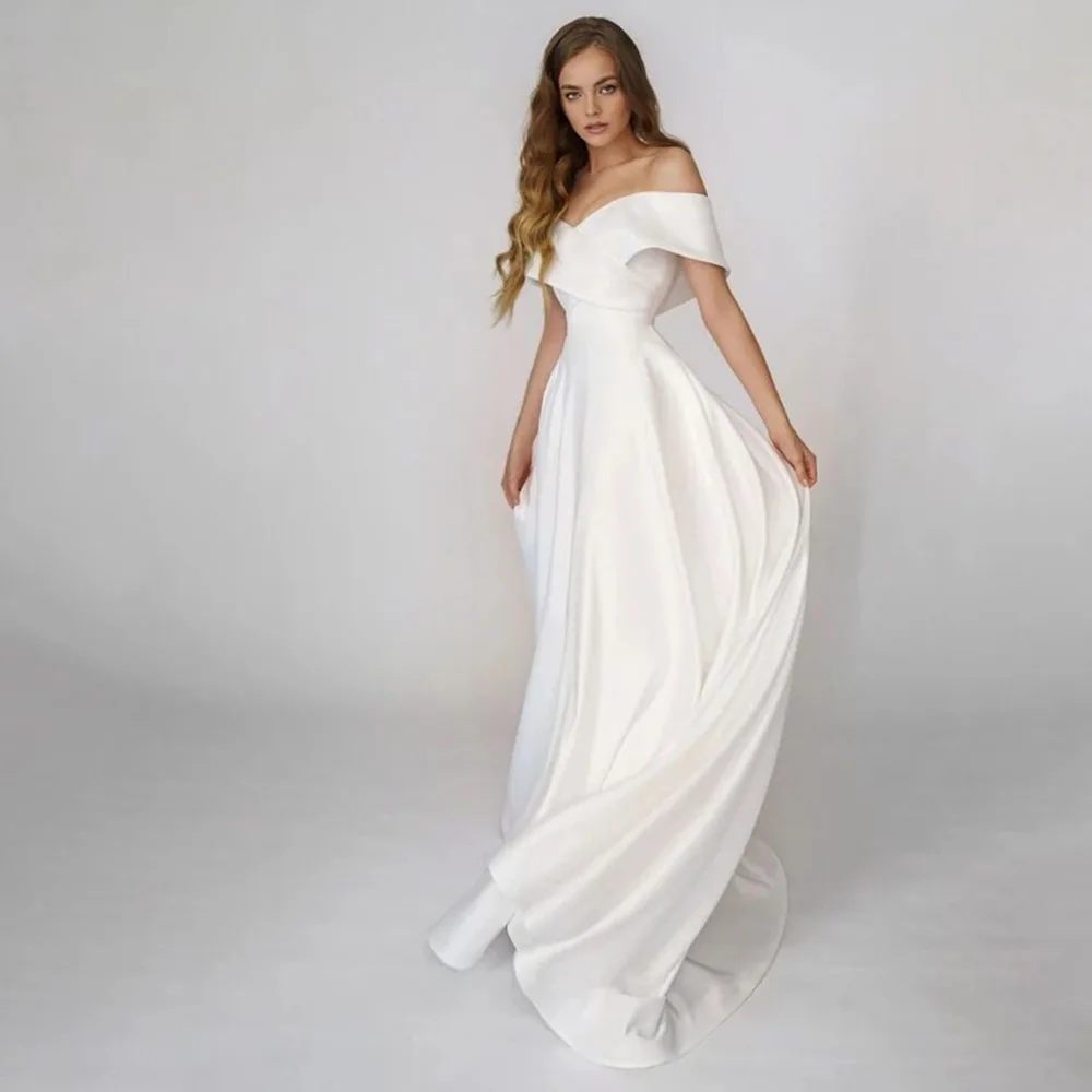 SoDigne Beach Satin Wedding Dresses Off Shoulder Simple Bridal Gowns A Line Wedding Gowns Robe De Mariee Customized 15 S8e7f6b9c536a4d07a29d61b475851e12R