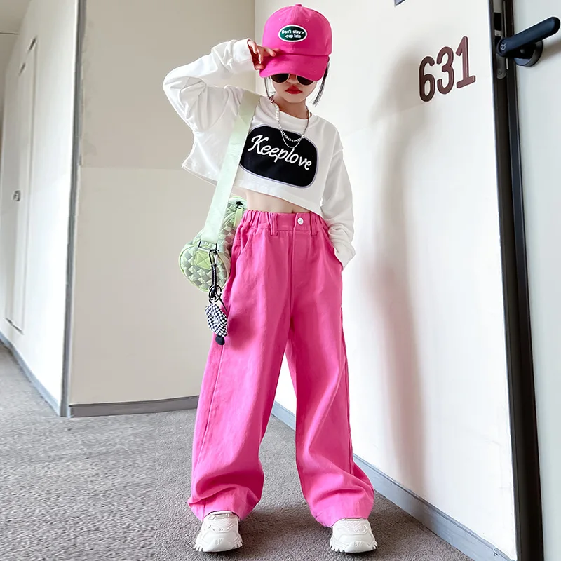 

Girls Pants Set 8 10 years Spring Outfit Two Pieces Long Sleeve Tops Fashion Casual Teenagers Clothing