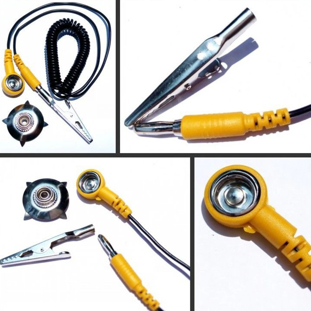 1PCS Anti-Static ESD Grounding Cable Coiled Cord For Alligator Clip Claw PU Wire Electrostatic Earth Cable Electrical Equipment