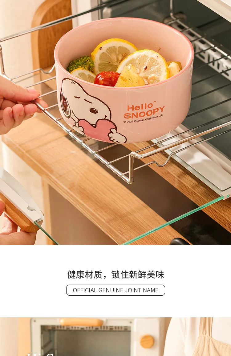 Snoopy Bowl Three Piece Set Crisper Box Child Cartoon Snoopy Ceramics Fresh Bowl With Lid Suit Girl Tableware Lunch Box Gift Box