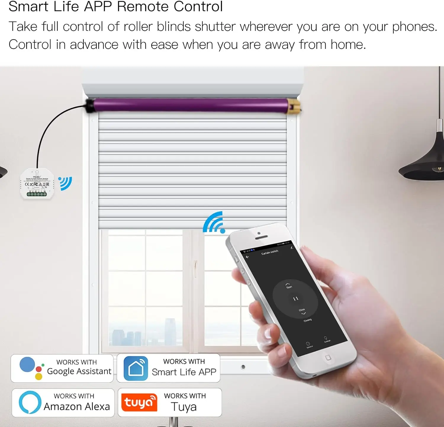 3 Stk WiFi Rollladenschalter - Smart Home Modul Für Jalousien Kompatibel Mit Google Home