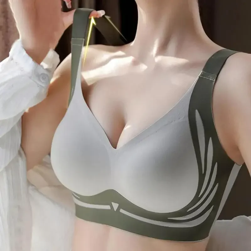Comfort Push Up Bra Women Non Wired Anti Sagging Seamless Underwear Lift Adjustable Straps Soft Everyday Bralette 4
