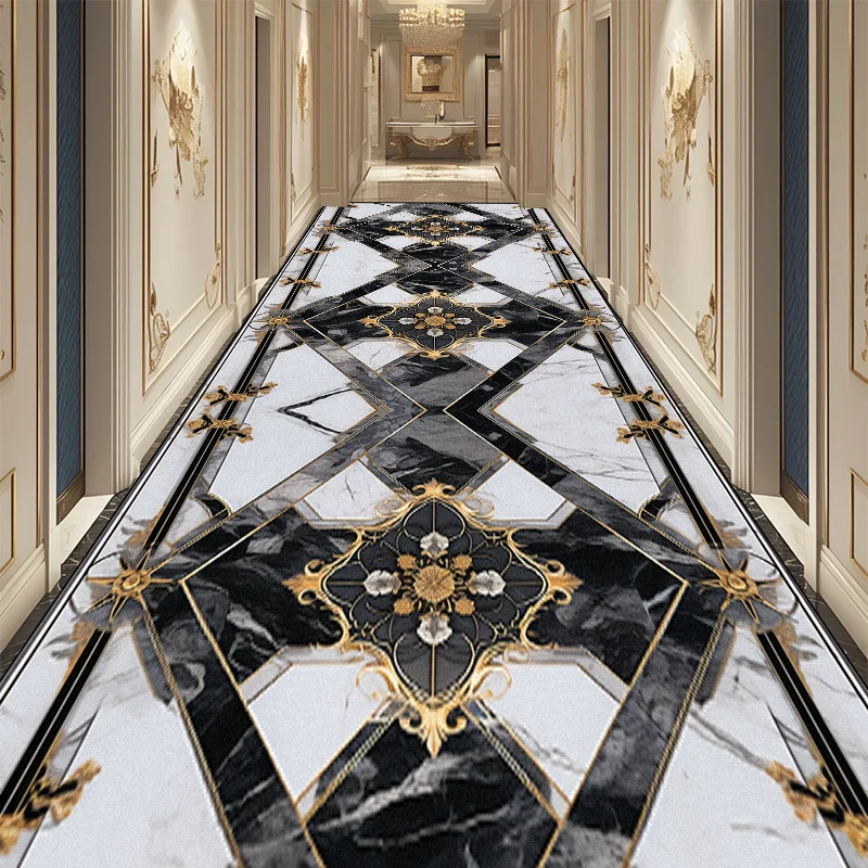 Luxury Long Corridor Carpet European High End Hallway Carpet Non-slip Stairway Home Decor Rug Washable Runner Aisle Kitchen Mats 4