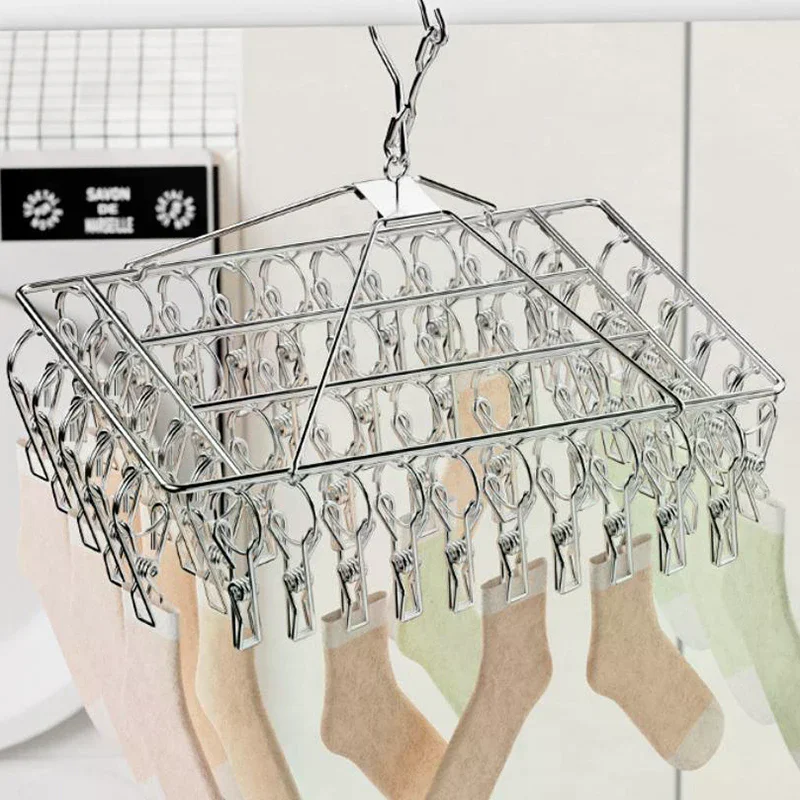 Steel Windproof Clothespin Laundry Hanger Clothesline Dryer Bra Towel Rack Clothes Airer Peg Hook Drying Sock