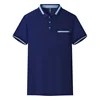 Customizable Men's Short Sleeve Polo Shirt with Pocket Color Block Collar T-Shirt Work Uniform Summer New Style Logo Printed