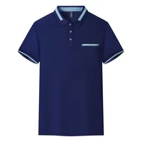 Customizable Men's Short Sleeve Polo Shirt with Pocket Color Block Collar T-Shirt Work Uniform Summer New Style Logo Printed