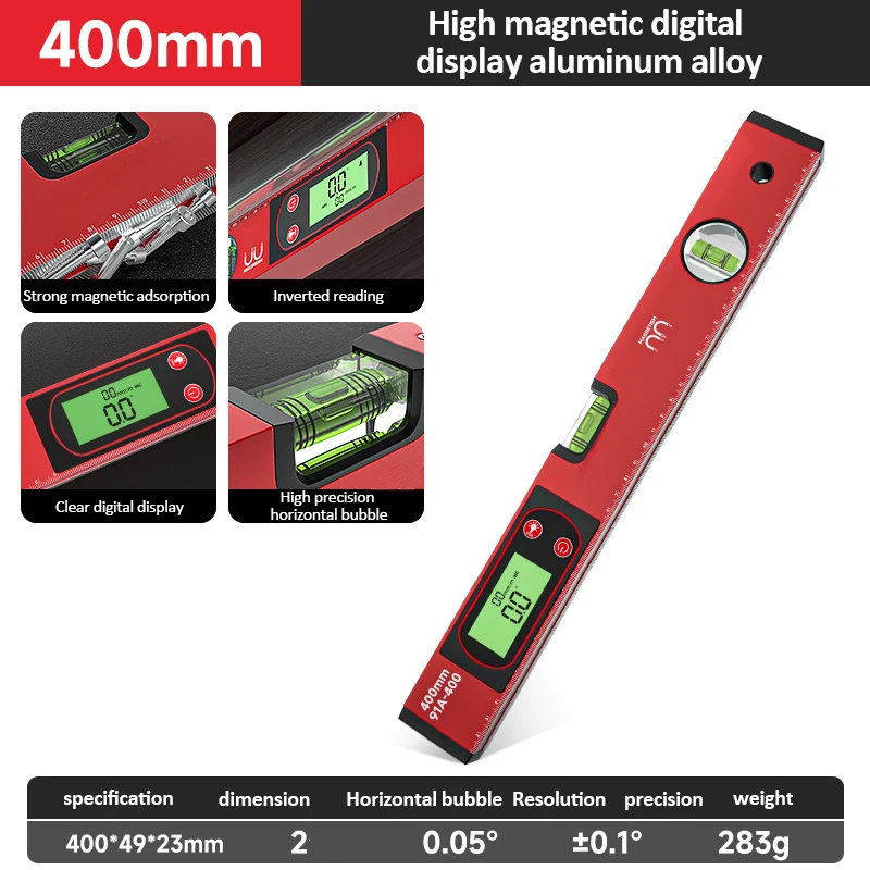 Digital Angle Protractor 30/40/50cm Electronic Digital Display Level Ruler Magnetic Angle Meter 90 Degree