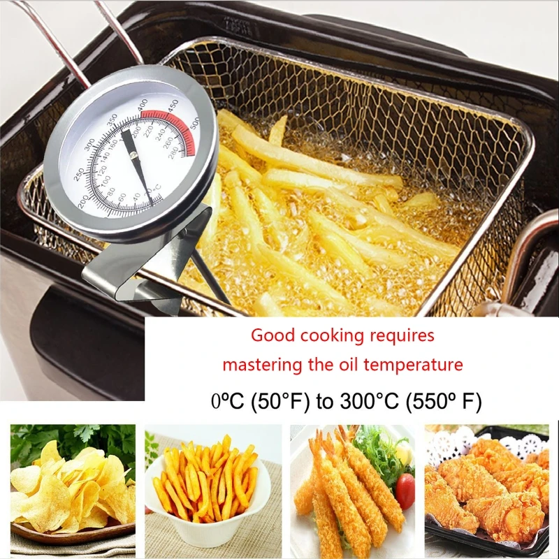 KT Thermo Deep Fry Thermometer with Instant Read,Dial Thermometer,6 Stainless Steel Stem Meat Cooking Thermometer,Best for Turkey,BBQ,Grill