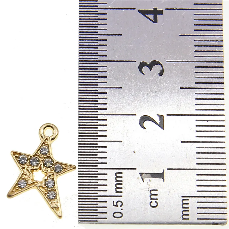 10 Stück 13*9mm Metall Zinklegierung MINI eingelegte Strasssteine Pentagramm Stern Charms für Schmuckherstellung Schmuckzubehör – Detail 22