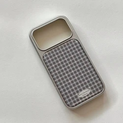 Stylish Checkered Pattern Electroplated Drip Glue Phone Case Back Cover - iPhone 15 Plus (1)