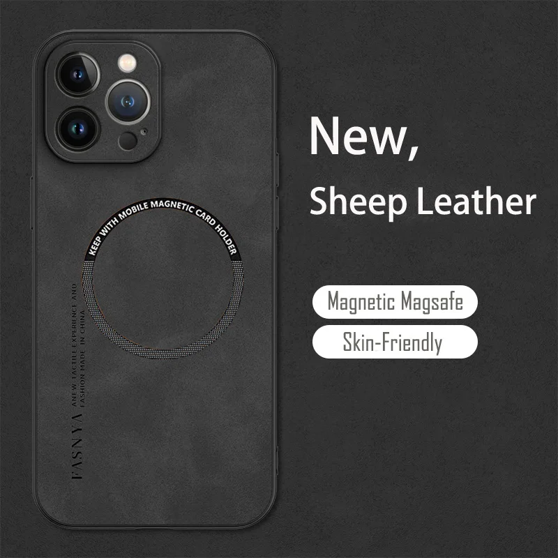 Vintage Sheepskin Leather Magnetic Phone Case Cover