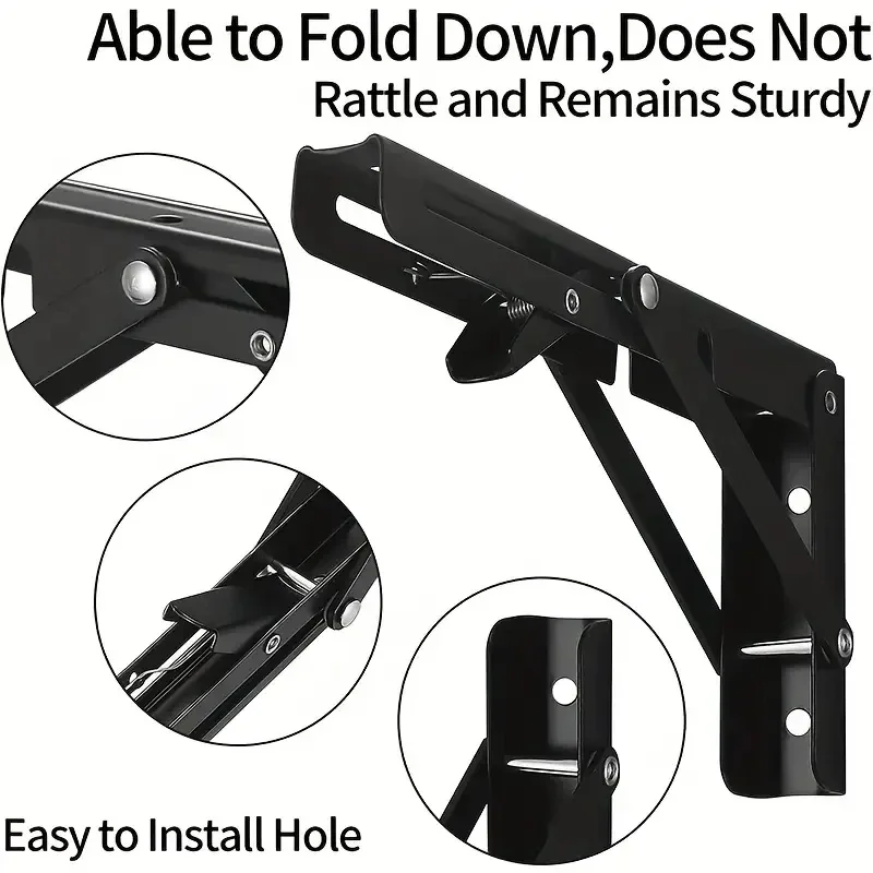 Folding Shelf Bracket 2Pcs Triangle Heavy Support Adjustable Wall Shelves Mounted Bench Table Home Hardware with Screws