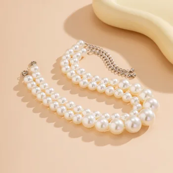 2 Women's European And American Trendy Double Row Large Pearl Necklaces For Outdoor Travel Parties, Holiday Gifts -802057 2