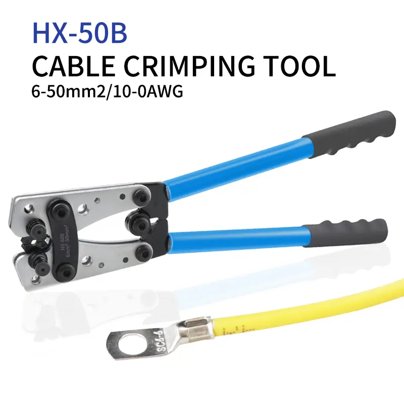Portable Cable Manual Crimping Tool HX-50B Crimping Pliers 6-50mm²/ AWG 10-0 Ferrule Terminal Crimper Hexagonal Wiring Pliers image 2