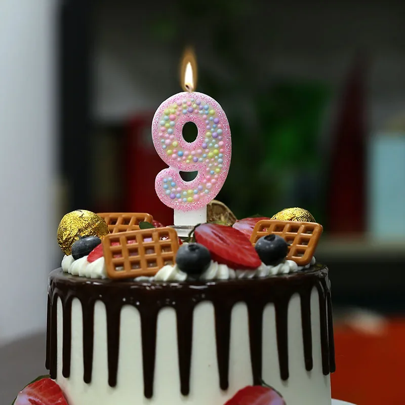 Children's Birthday Candle 1 Year Pink Pearl Number 0 1 2 3 4 5 6 7 8 9 Candles Flameless Birthday Candles for Celebratory Cakes