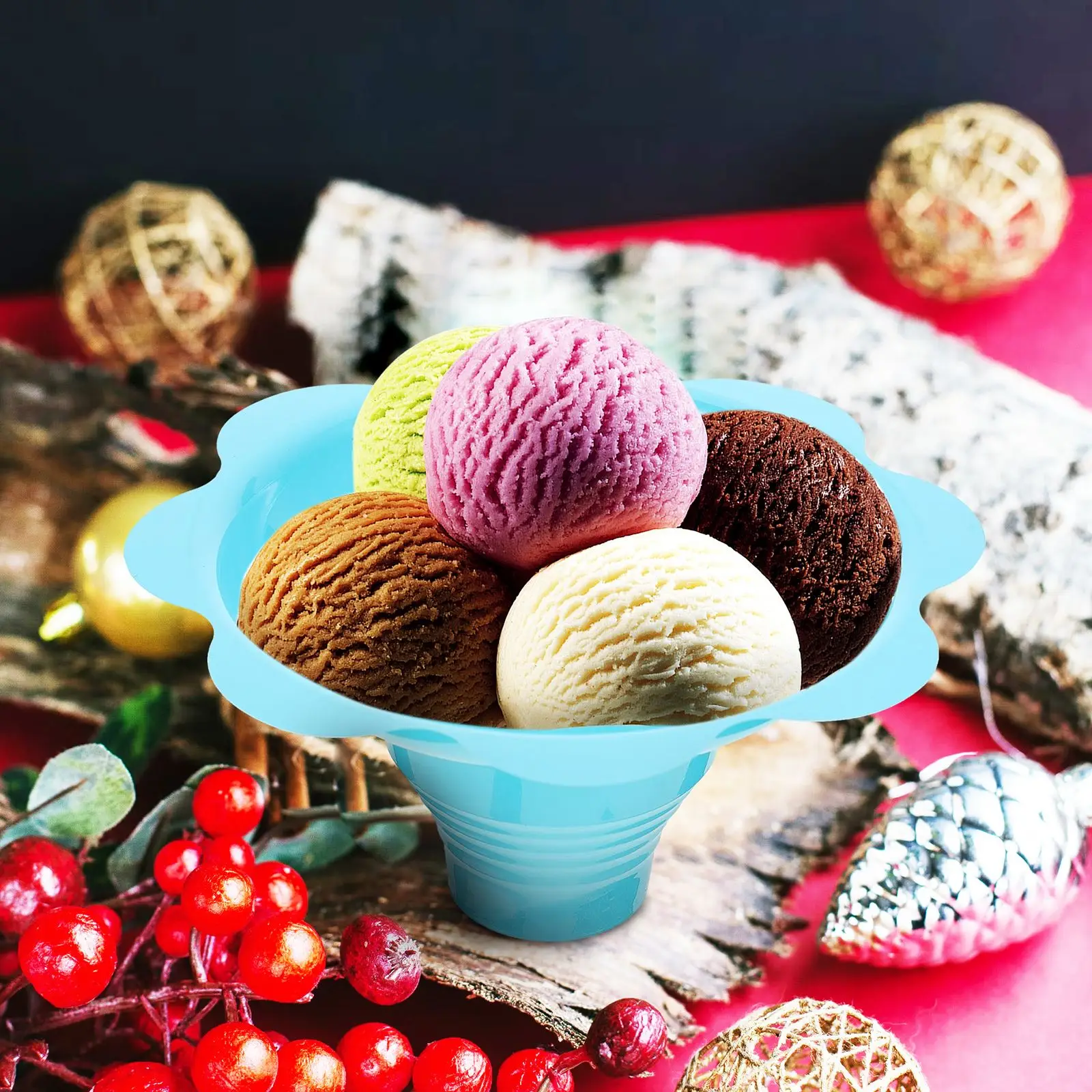50pcs Disposable Yogurt Cups Snow Cone Cups For Ice Cream Smoothie Ice Cream Cup Shaved Sand Bowl Flower Snow Cup