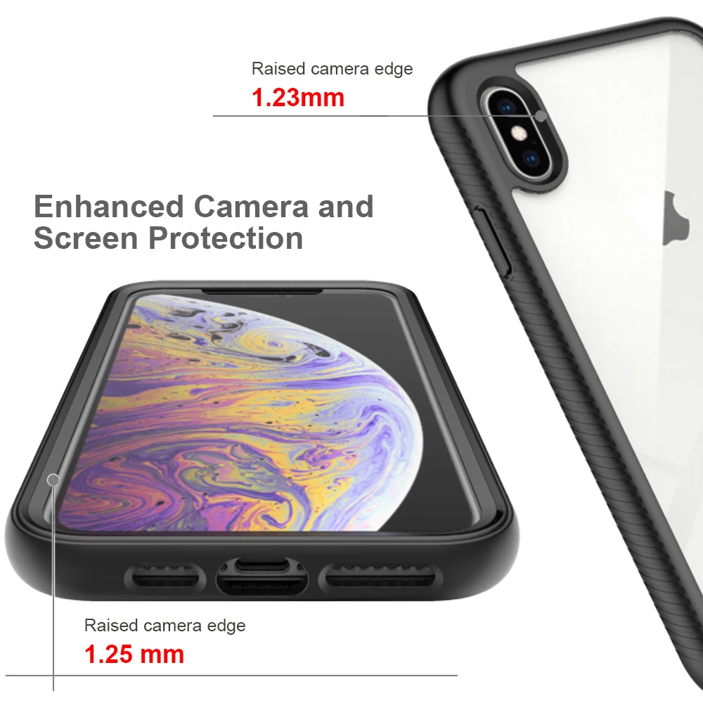 Shockproof Clear Phone Case with Built-in Screen Protector and TPU Bumper