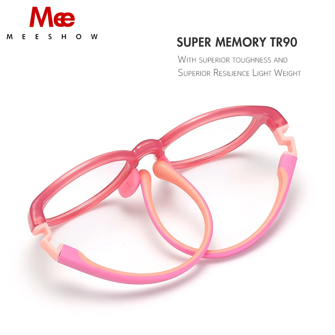 MEESHOW Children Silicone Anti-blue light Glasses TR90 Flexible Removable Flat Non-slip Sport Eyeglasses Frame Girls Boys Click