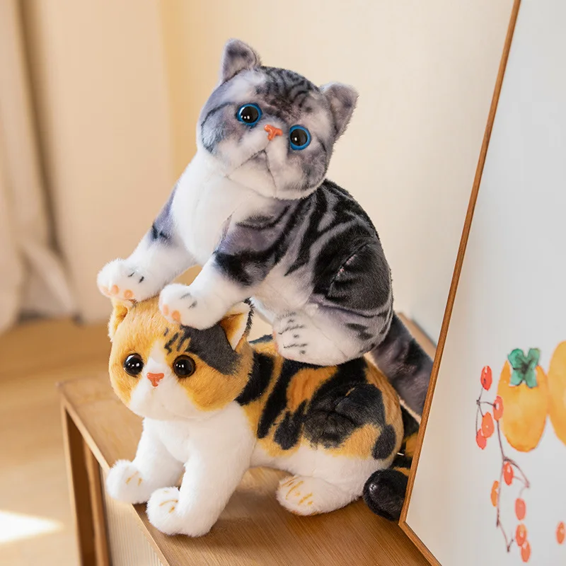 

Stuffed Lifelike Cats Plush Toy Cute Simulation American Shorthair Cat Doll Pet Toys Home Decor Gift For Kids Birthday 26cm