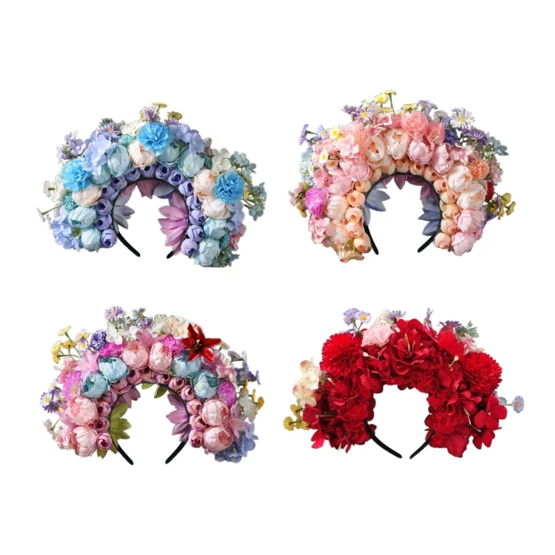 

Женские цветочные ленты для волос с цветочным принтом, головной убор для свадьбы, повязка на голову, гирлянды для волос XXFB