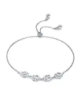  Bamoer Genuine 925 Sterling Silver Cute Pet Footprints Bracelet Cat Paw Adjustable Chain Bracelet for Women Birthday Gift SCB096 