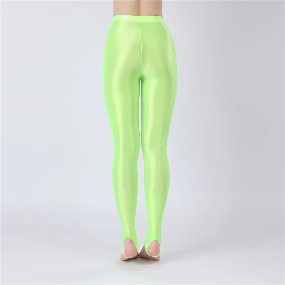 Sexy Women Thin Sheer See Through Pants Elastic Sexy Tight Silk Shiny Pencil Pant Oil Glossy Candy Color Yoga Leggings