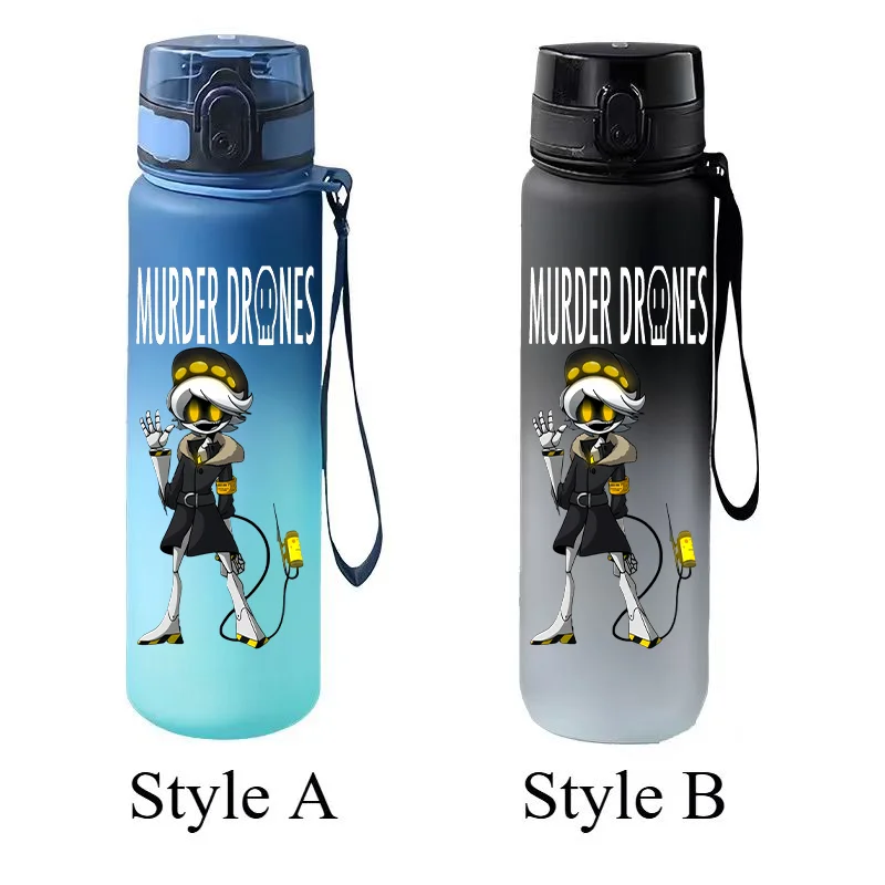 Cartoon Gradient Water Bottle with Flip Cap and Lanyard – Perfect Anime Fan Gift