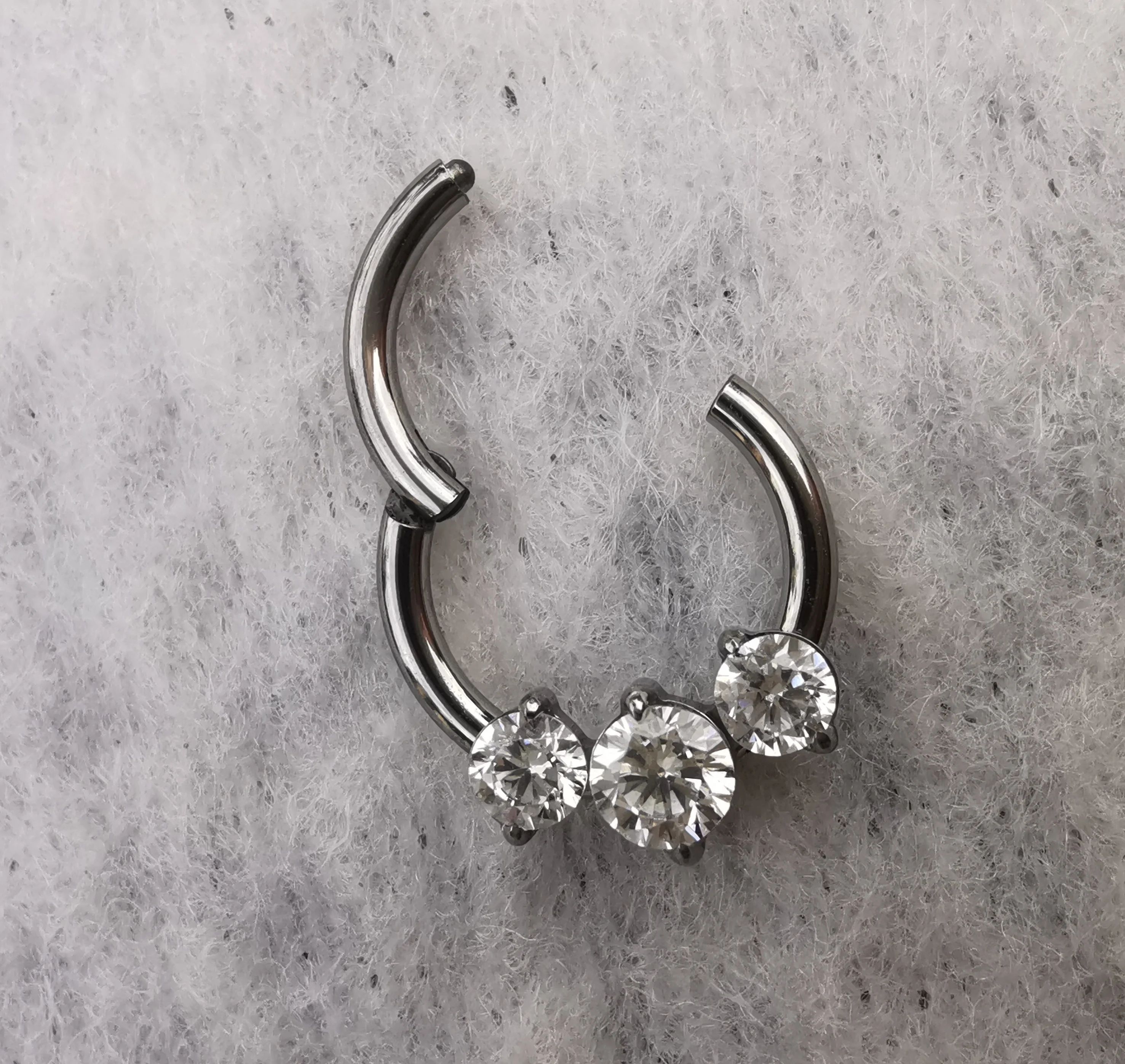 16G Implant Grade Titanium Hinged Segment Ring Clicker for Nose Daith Septum Earring Piercing Jewelry with CZ Gem