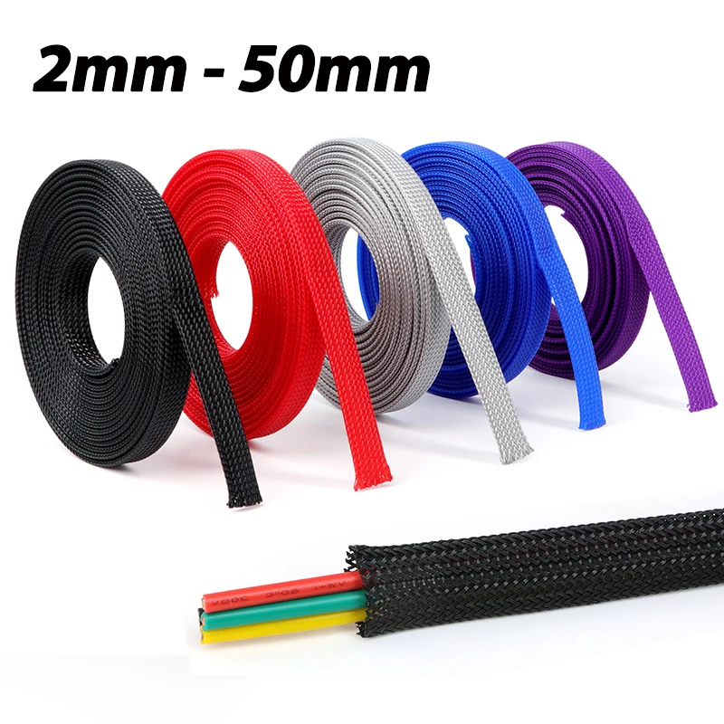Expandable PET Braided Cable Sleeve - Wire Protection Sheath, Multiple Sizes Available