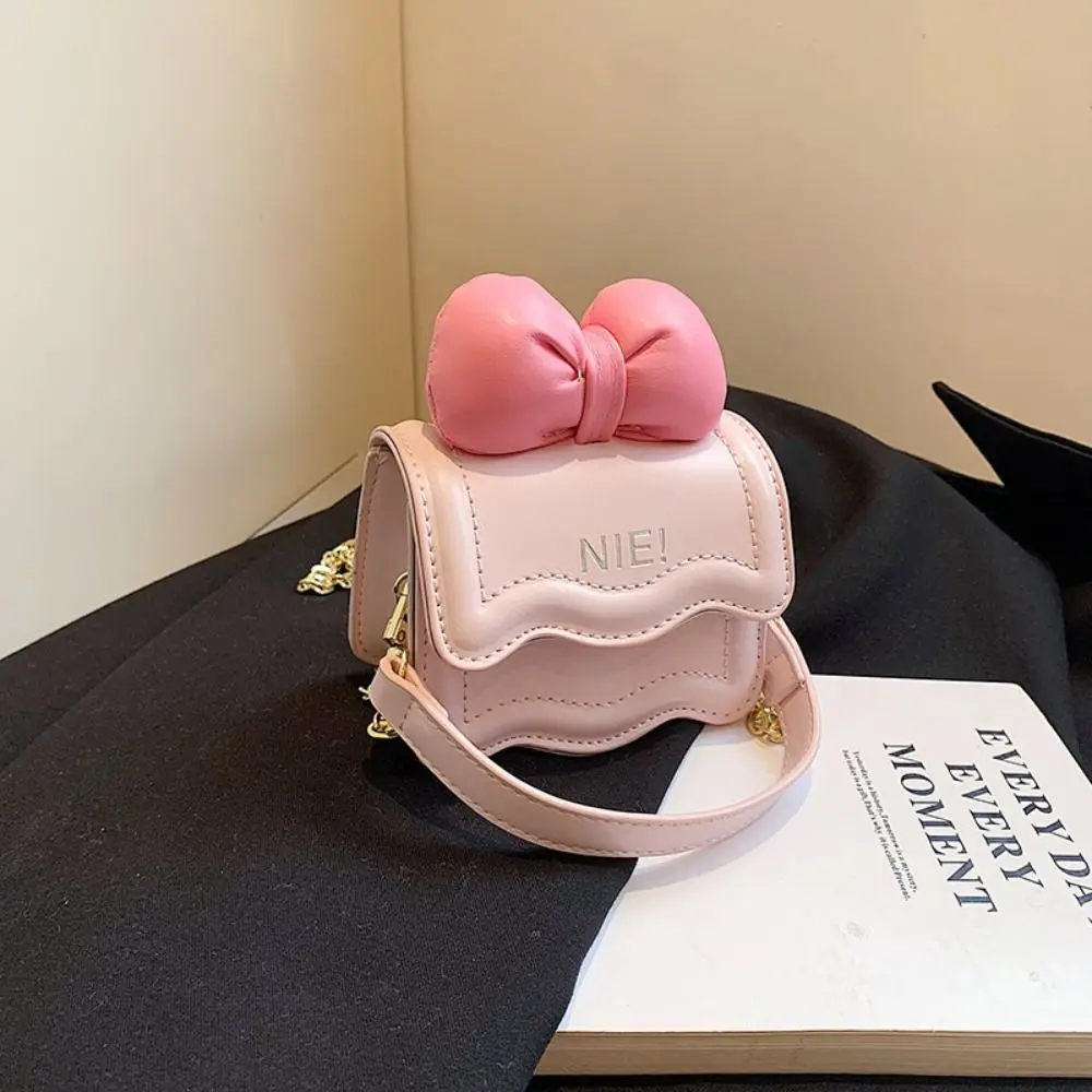 

High-capacity Chain Bag Minimalist Crossbody Pu Leather Underarm Handbag Bow Design Single Shoulder Bag Girl