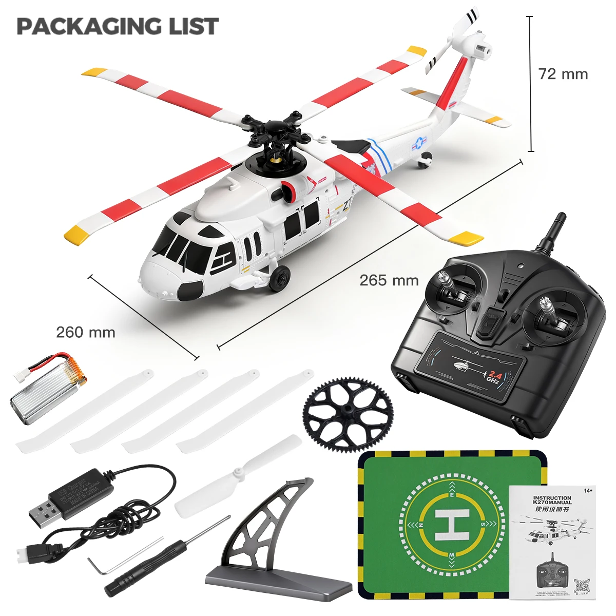 WLtoys K270 Hélicoptère RC UH-60L 2.4G Moteur Brushless