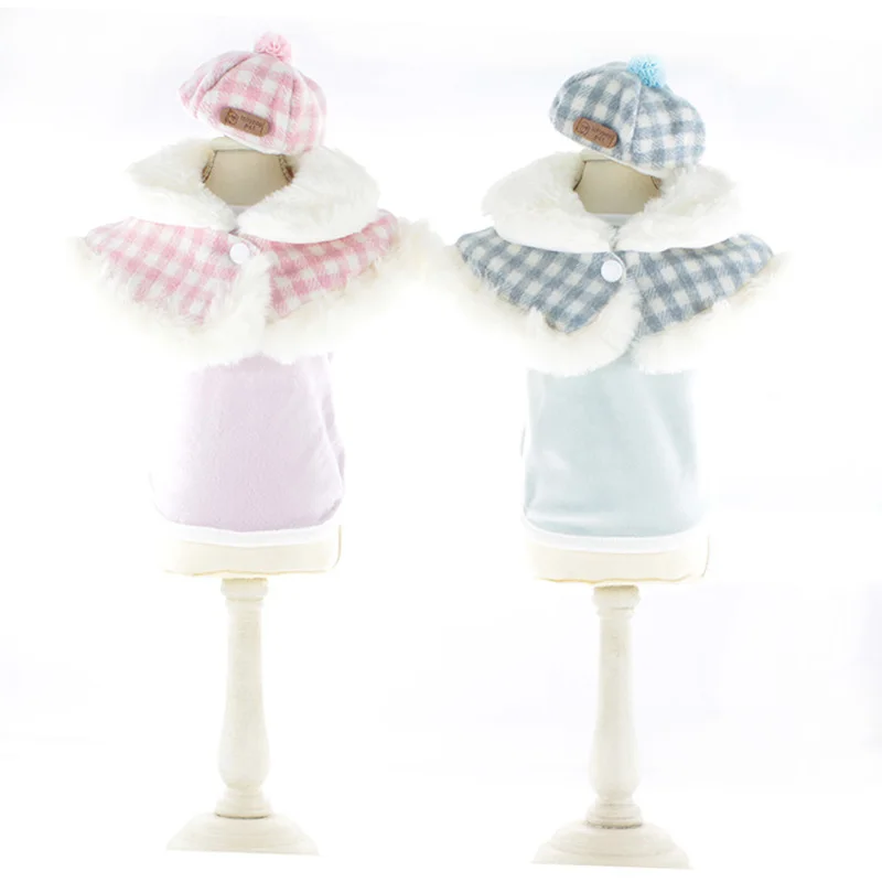 

Luxury Dog Dress Winter Puppy Coat+Scarf+Hat Maltese Yorkies Poodle Shih Tzu Suit Chihuahua Cute Overcoat Pet Clothing Costume