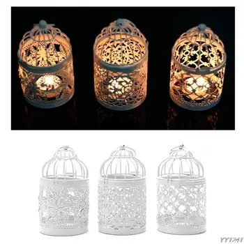 Creative Design Candelabros Hollow Hanging Bird Cage Retro Candlesticks Decorate Candlestick Lantern Shape Home Decor 2