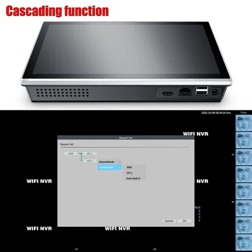 CCTV 보안 보호 모니터, NVR 보안 카메라 시스템, 와이파이 IP 지원, 2K, 10 인치, icsee 앱, 5MP, 3MP, 8ch, nvr 5